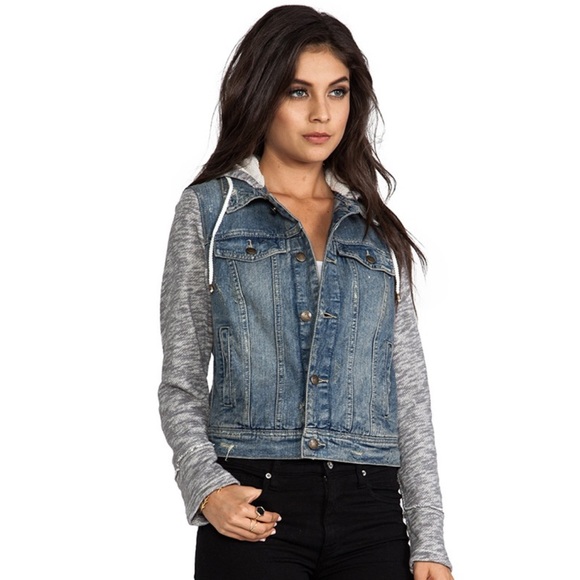 Free People Jackets & Blazers - Free People - Denim Knit Hooded Jacket - Medium